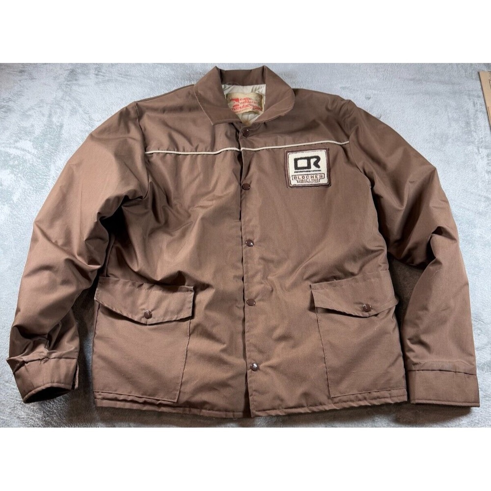 Vintage Eagle Athletic Western Bomber Jacket Mens L Brown Made In USA